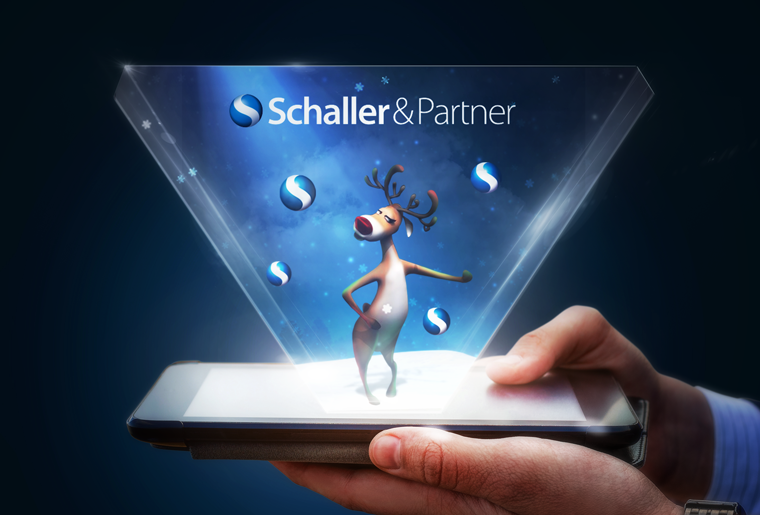 we have designed and developed a hologram christmas greeting cards for Schaller & Partner