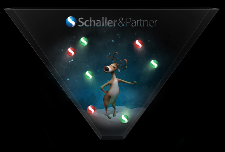 we have designed and developed a hologram christmas greeting cards for Schaller & Partner